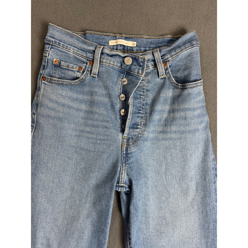 Levi's Ribcage Straight Ankle Jeans Women 26/4 Blue High Rise